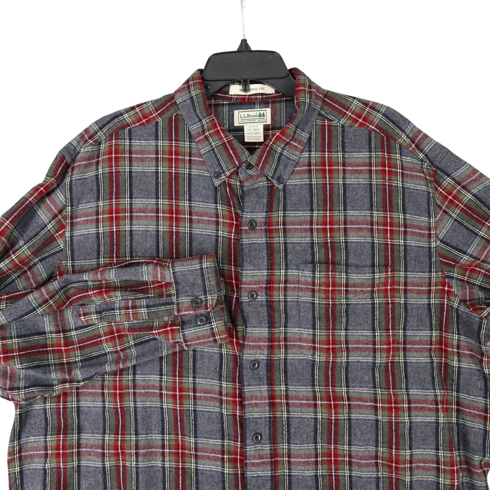 LL Bean Flannel Button Down Shirt Men XL Plaid Long Sleeve Cotton Casual Outdoor